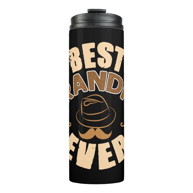 Best Grandpa Ever - Hat and Pipe Illustration Thermal Tumbler (Front)