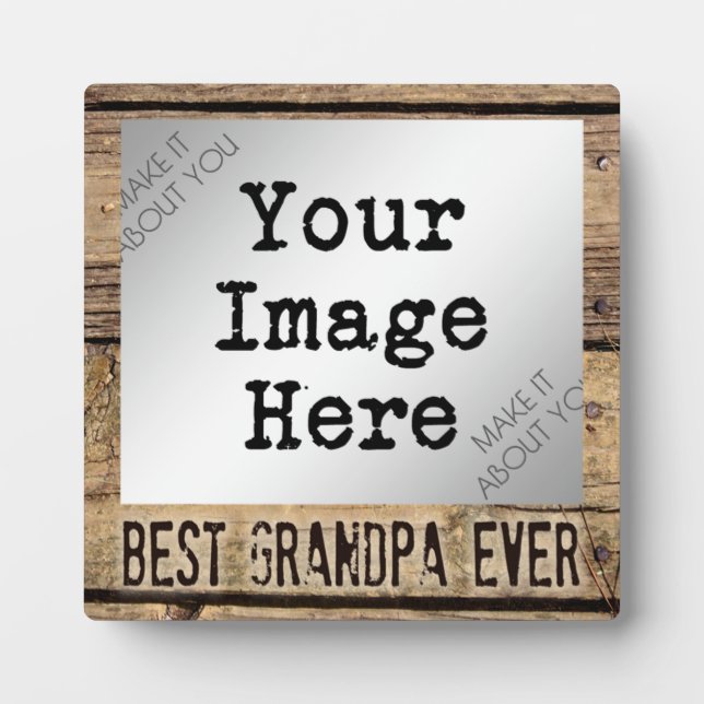 Best Grandpa Ever in Rustic Wood-Framed Photo Plaque (Front)