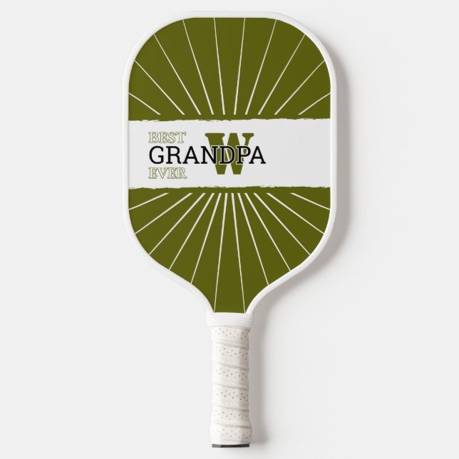 Best Grandpa ever, Light Olive , Monogramed Pickleball Paddle (Front)
