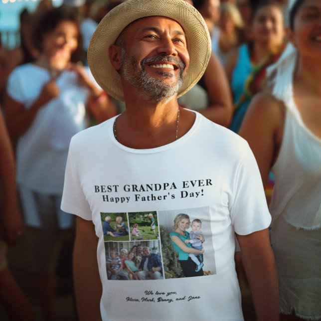 Best Grandpa Ever love you photo collage T-Shirt (Creator Uploaded)