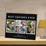 Best grandpa ever modern black and white collage plaque<br><div class="desc">Modern contemporary Happy Father's Day BEST GRANDPA EVER five family photo collage personalised keepsake simple black and white plaque with a bold typography script template. Create your own with 5 custom family pictures and your text! You can change the colours of text and background. It can be a cute gift...</div>