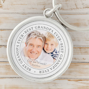 Best Grandpa Ever Modern Classic Photo Key Ring