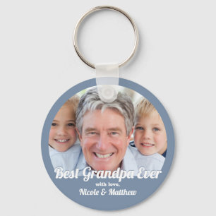 Best Grandpa Ever Modern Photo Keepsake Key Ring