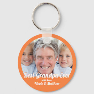 Best Grandpa Ever Modern Photo Keepsake Key Ring