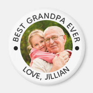 BEST GRANDPA EVER Modern Photo Personalised Magnet
