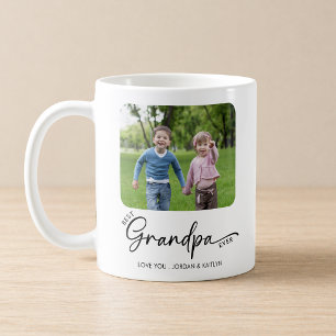 Best Grandpa Ever Modern Script 1 or 2 Photos Coffee Mug