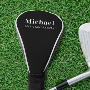 Best Grandpa Ever Monogram Black Golf Head Cover