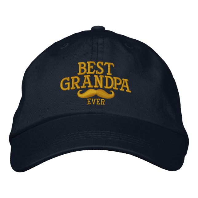 Best Grandpa Ever Moustache Embroidery Embroidered Hat (Front)