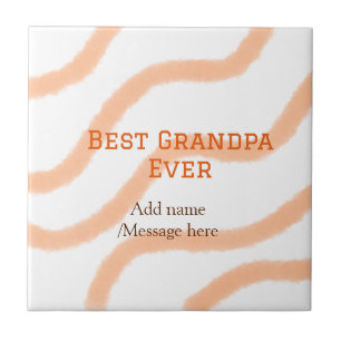 Best Grandpa ever orange stripes spiral add name t Ceramic Tile