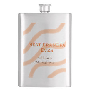Best Grandpa ever orange stripes spiral add name t Hip Flask