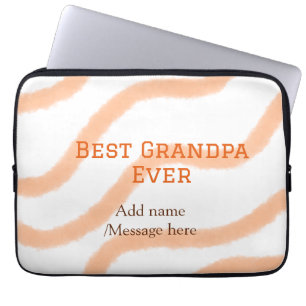 Best Grandpa ever orange stripes spiral add name t Laptop Sleeve