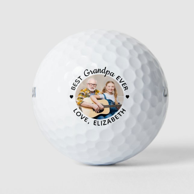 Best Grandpa Ever Personalised Custom Photo Wilson Golf Balls (Front)