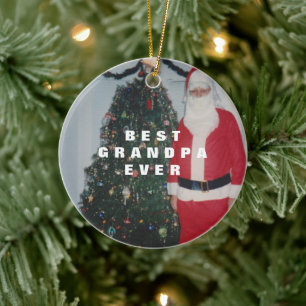 Best Grandpa Ever Personalised Gold Glitter Ceramic Ornament
