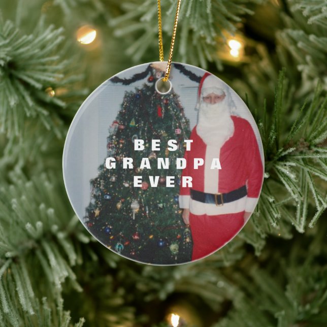 Best Grandpa Ever Personalised Gold Glitter Ceramic Ornament (Tree)