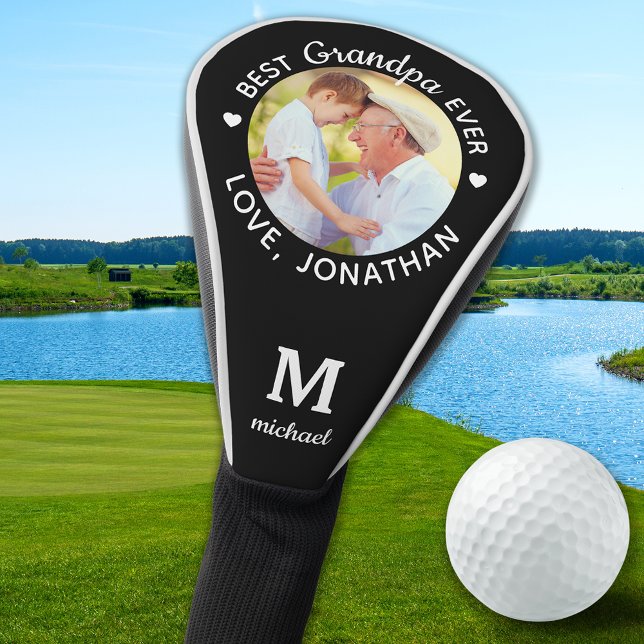Best Grandpa Ever Personalised Monogram Name Photo Golf Head Cover (Creator Uploaded)