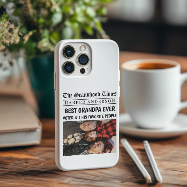 Best Grandpa Ever Personalised Newspaper Photo  Case-Mate iPhone Case (Creator Uploaded)