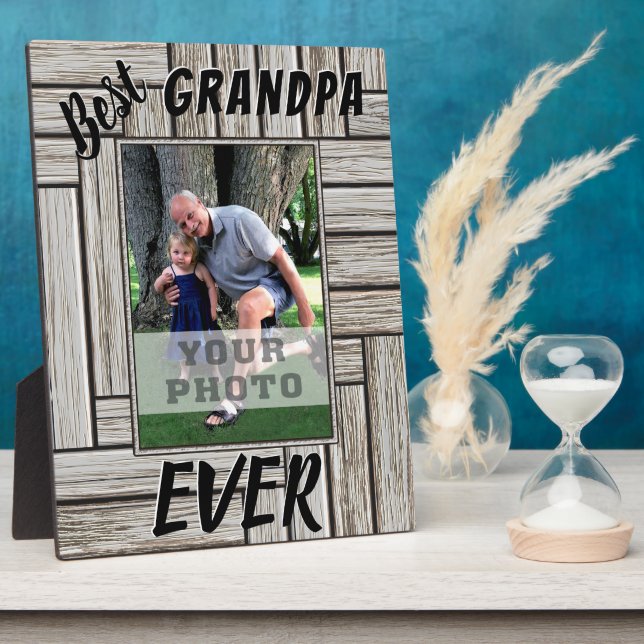 Best Grandpa Ever Personalised Photo Gifts Plaque (Side)