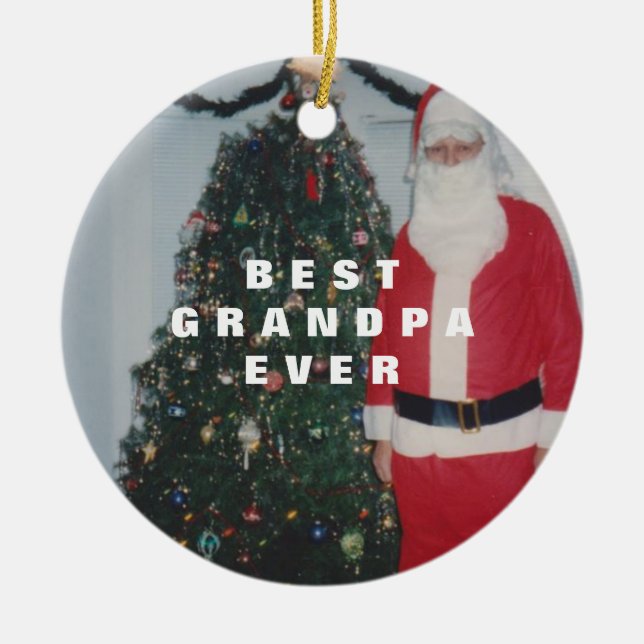 Best Grandpa Ever Personalized Ceramic Ornament (Front)