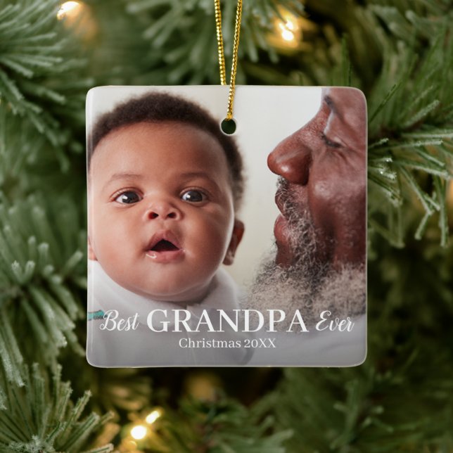 Best GRANDPA Ever Photo Ceramic Ornament (Tree)