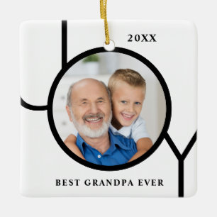 Best Grandpa Ever Photo Christmas Ceramic Ornament
