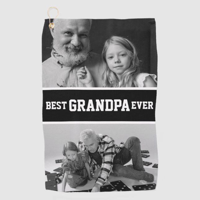 Best Grandpa Ever Photo Christmas Fathers Day Golf Towel (Front)