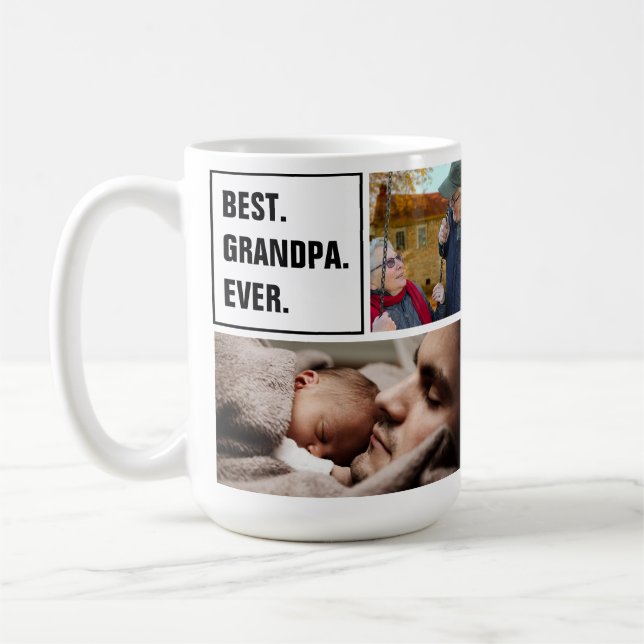 Best Grandpa Ever Photo Collage and Custom Text Coffee Mug (Left)