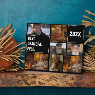 Best Grandpa Ever Photo Collage and Custom Text Plaque