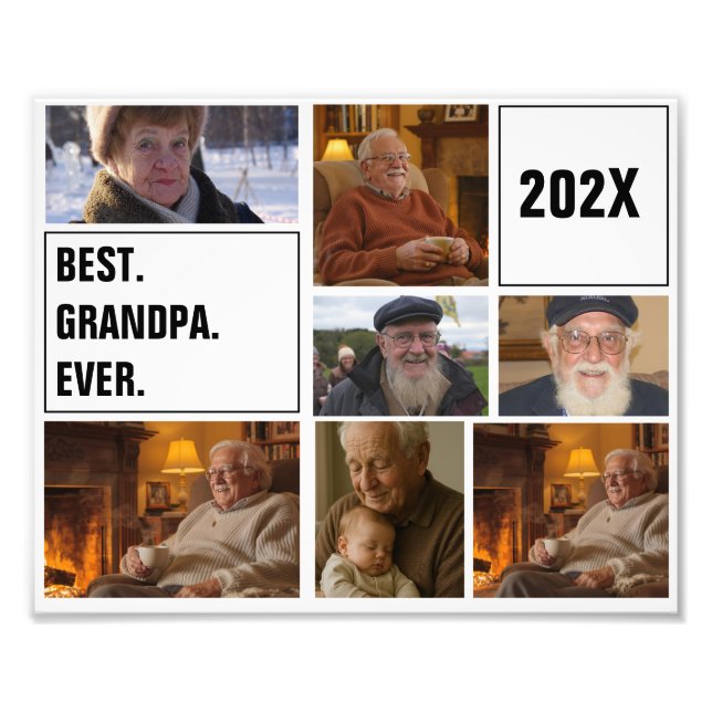 Best Grandpa Ever Photo Collage and Custom Text Print (Front)