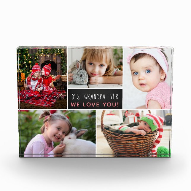 Best Grandpa Ever Photo Collage Block (Front)