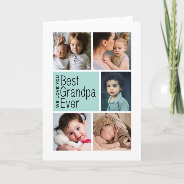 Best Grandpa Ever Photo Collage Card (Front)