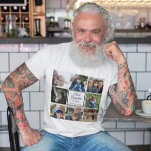 Best grandpa ever photo collage custom text white T-Shirt