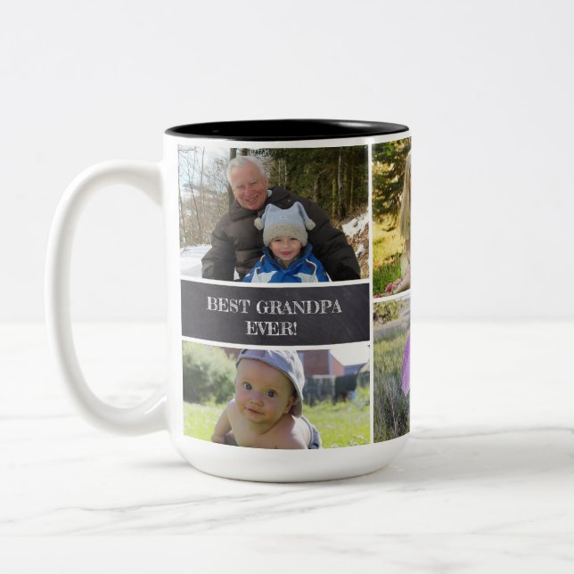 Best Grandpa Ever Photo Collage Custom Two-Tone Coffee Mug (Left)