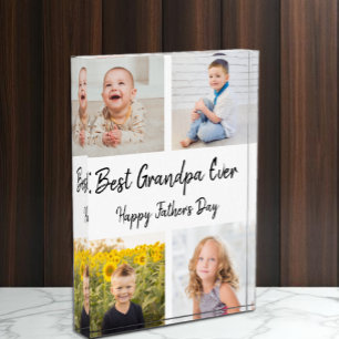 Best Grandpa Ever Photo Collage Father's Day Block