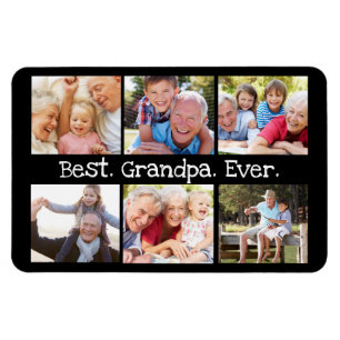 Best Grandpa Ever Photo Collage in Black Modern  Magnet