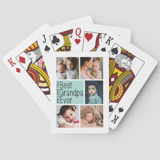 Best Grandpa Ever Photo Collage Playing Cards (Back)