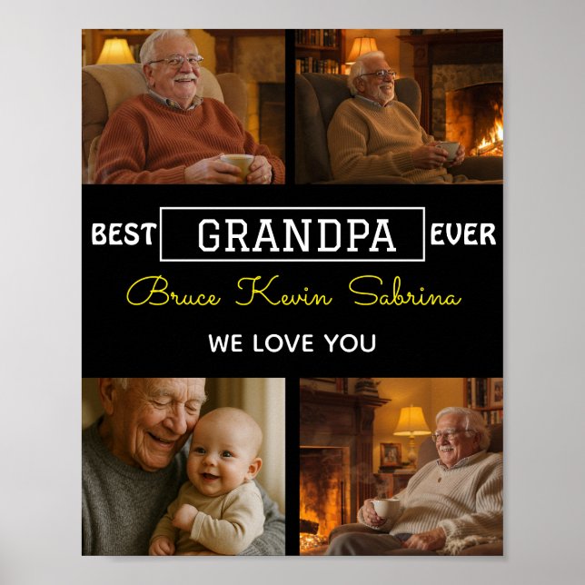 Best Grandpa Ever Photo Collage Poster (Front)