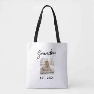 Best Grandpa Ever Photo Est. Year Tote Bag