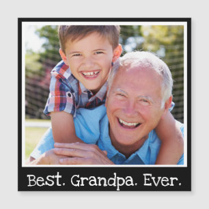 Best Grandpa Ever Photo Personalised Black Magnet
