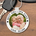 BEST GRANDPA EVER Photo Personalised Key Ring<br><div class="desc">Create a personalised keychain with the suggested editable title BEST GRANDPA EVER and your custom text in your choice of text and dot colours. ASSISTANCE: For help with design modification or personalisation, colour change, resizing or transferring the design to another product, contact the designer BEFORE ORDERING via the Zazzle Chat...</div>