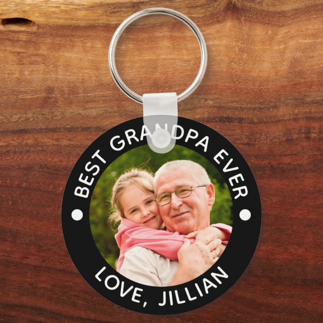 BEST GRANDPA EVER Photo Personalised Key Ring (Front)