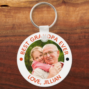 BEST GRANDPA EVER Photo Personalised Orange Key Ring