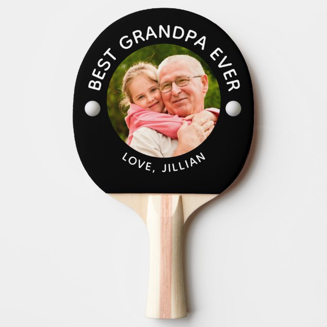 BEST GRANDPA EVER Photo Personalised Ping Pong Paddle (Front)