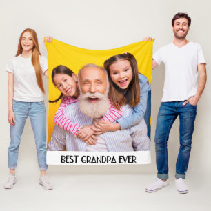Best Grandpa Ever Photo Simple Grandad Fleece Blanket