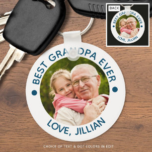 BEST GRANDPA EVER Photo Teal Blue Personalised Key Ring