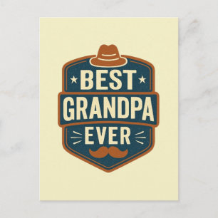 Best grandpa ever retro badge postcard
