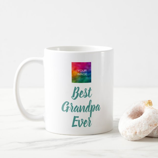 Best Grandpa Ever Retro Typography Cute Template Coffee Mug (With Donut)
