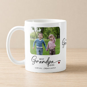 Best Grandpa Ever Script 1 or 2 Photos Coffee Mug