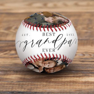 Best Grandpa Ever Script Fathers Day Photo Collage Baseball