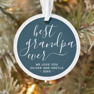 Best Grandpa Ever Script Photo on Back Keepsake O Ornament