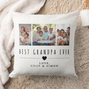 Best Grandpa Ever Three Photo Custom Family Cushion
